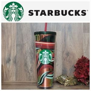 💚❤️ Starbucks Winter Holiday 2021 Limited Holiday Green Ribbon Cold Cup BNWT